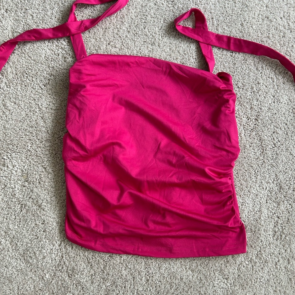 Women's Pink Halter Crop Top